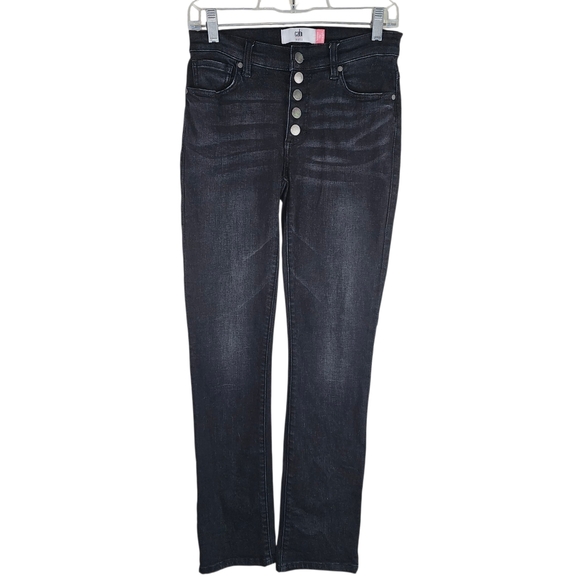 CAbi Black Button Fly Straight Leg Jeans On 2 - Picture 1 of 7
